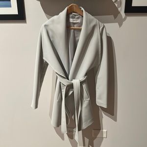 T tahari grey wrap trench coat